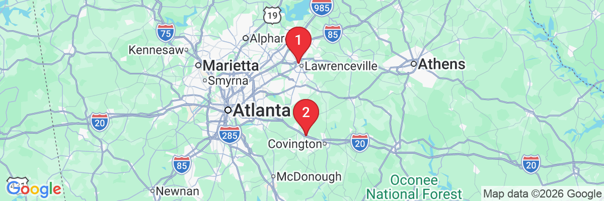 Map showing facility locations