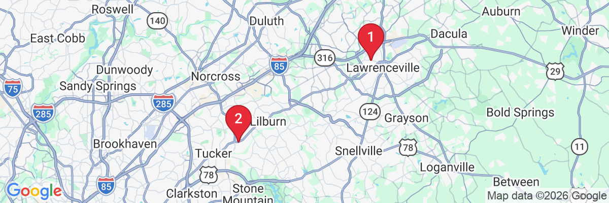 Map showing facility locations